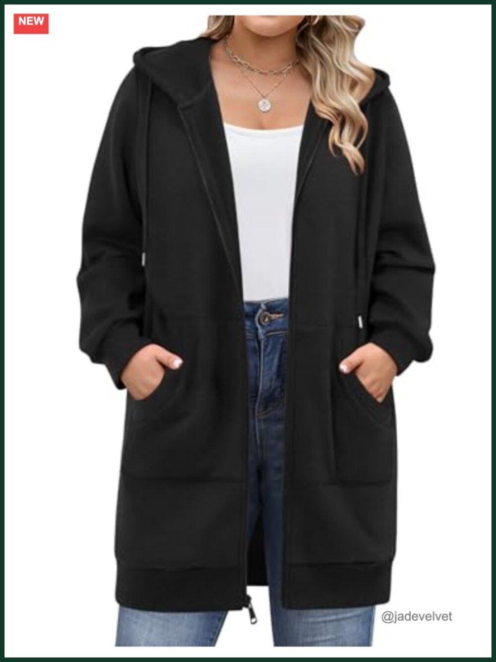 Plus Size Zip Up Hoodie Fleece Long Sleeve Sweatshirt with Pockets